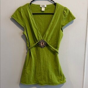 Banana Republic Green V-Neck Blouse